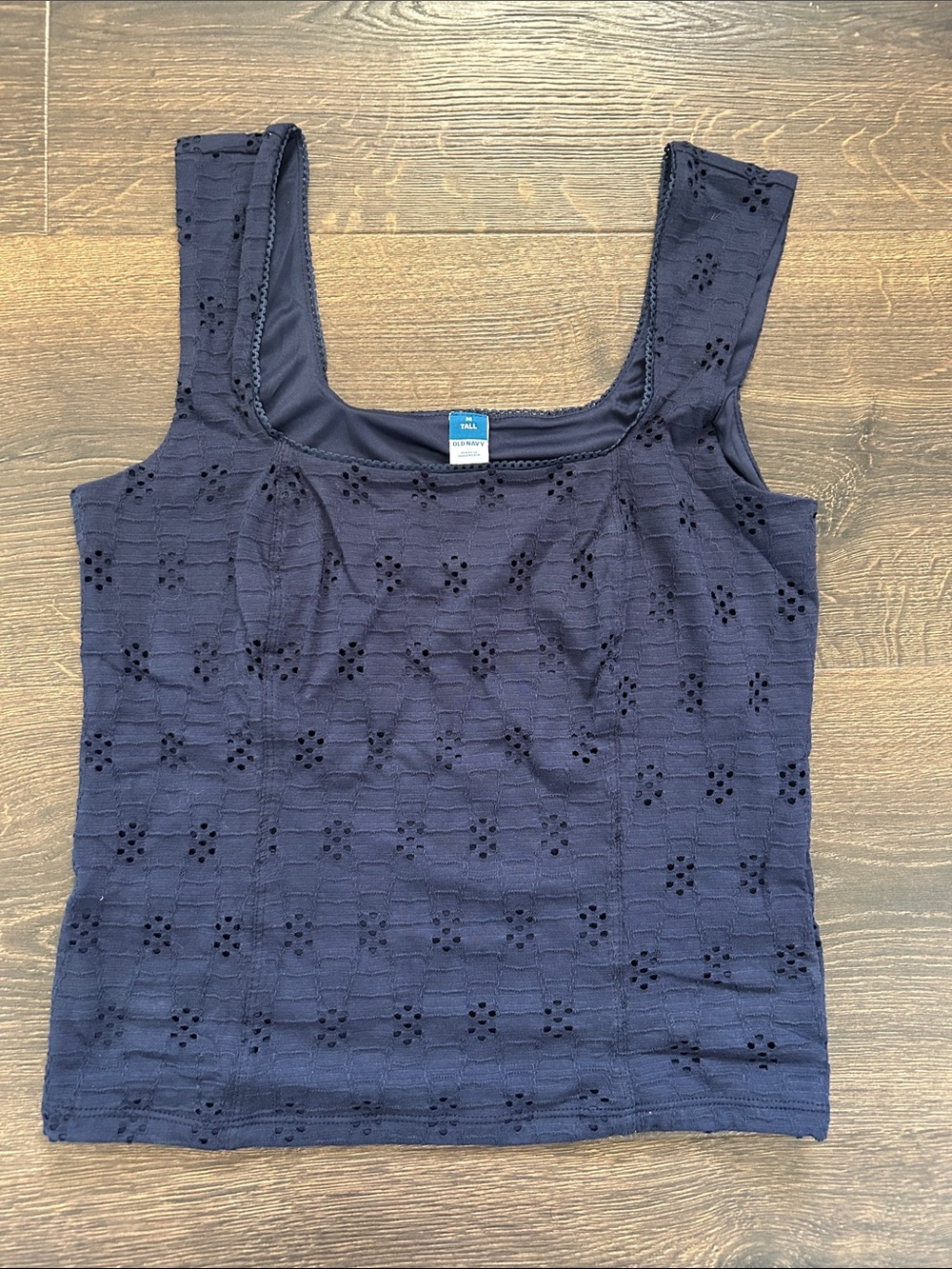 Old Navy Navy Eyelet Square Scoop Tank Top - M TALL - Picture 1 of 2